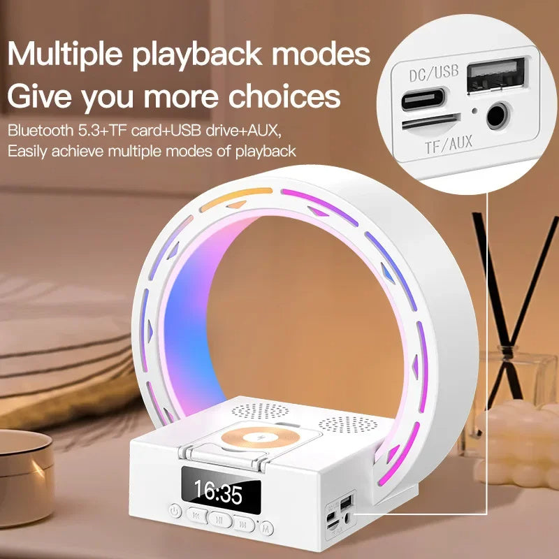 4 in Wireless Charger .Wake-Up Light For Bedroom Support USB Drive TF Card