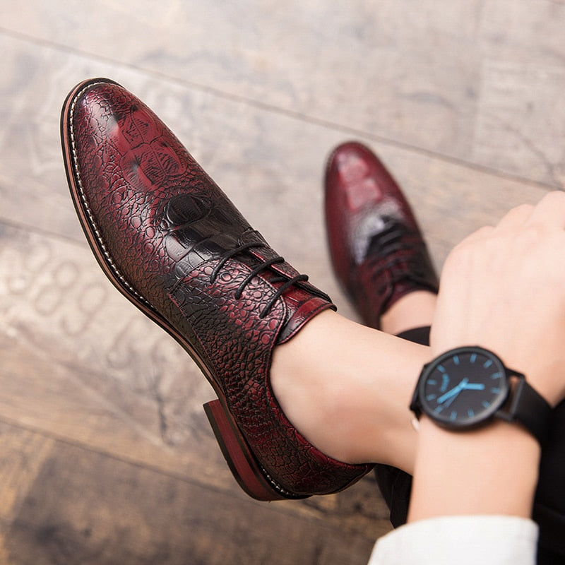 Men Casual Gold Leather Shoes