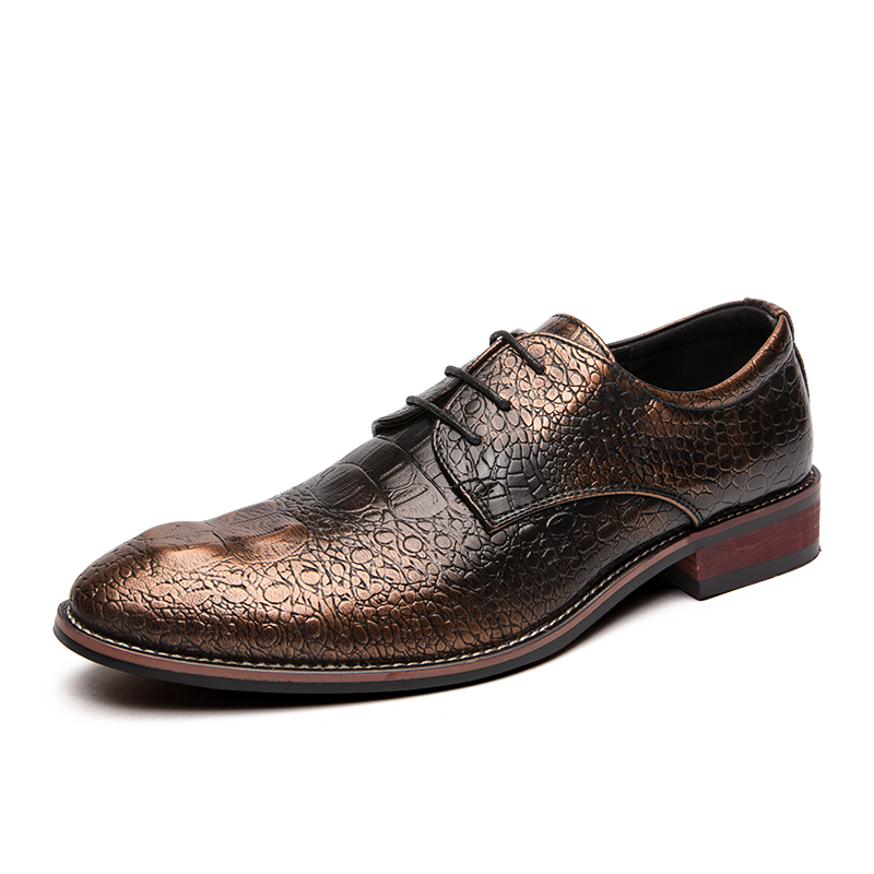 Men Casual Gold Leather Shoes
