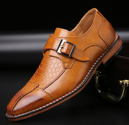 Spring Low-heel Belt Buckle Business Single Shoes Men