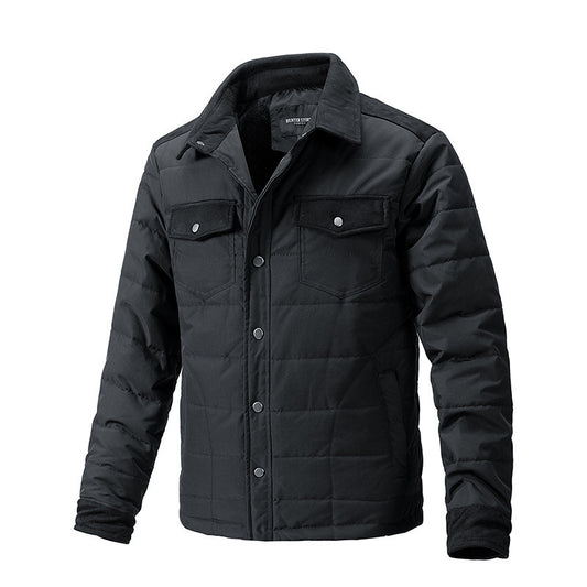 Casual Fall Winter Men Lapel Plaid Coat
