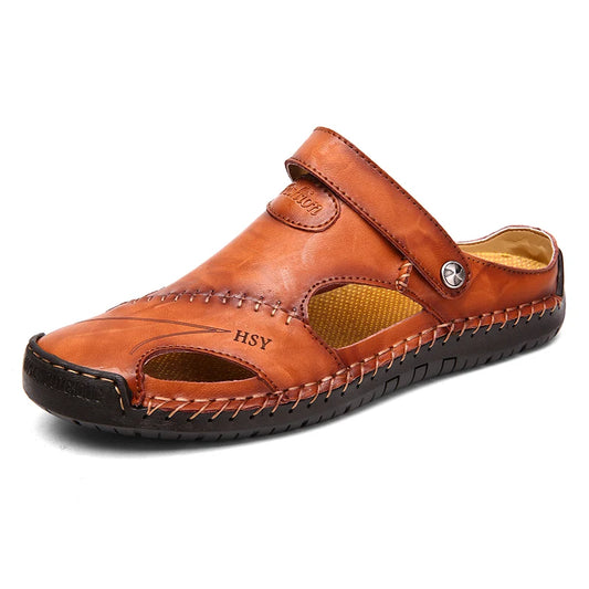 2024 Summer Hollow Leather Shoes Men's Casual Sandals