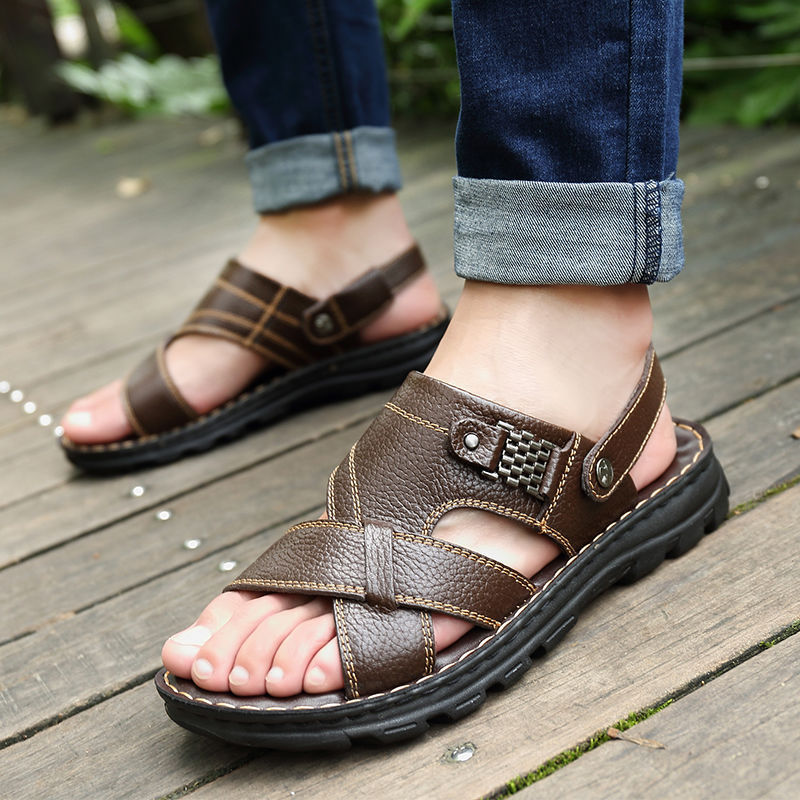 Leather Beach Sandals for Men