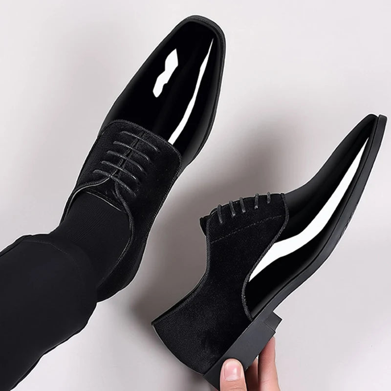 Leather Shoes for Men Casual Business Shoes Lace Up.