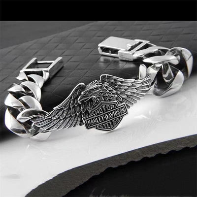 Eagle Locomotive Chain Exquisite Sterling Silver Solid Men's Bracelet.