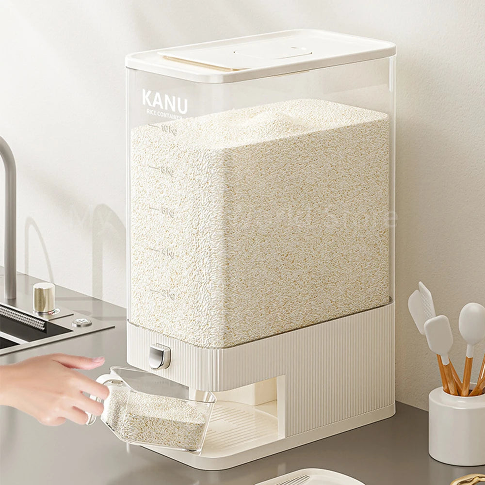 5KG Rice Storage Box Sealed Moisture Proof Insect Proof with Push Food Storage Box Dry Food Rice Dispenser Home Kitchen Storage