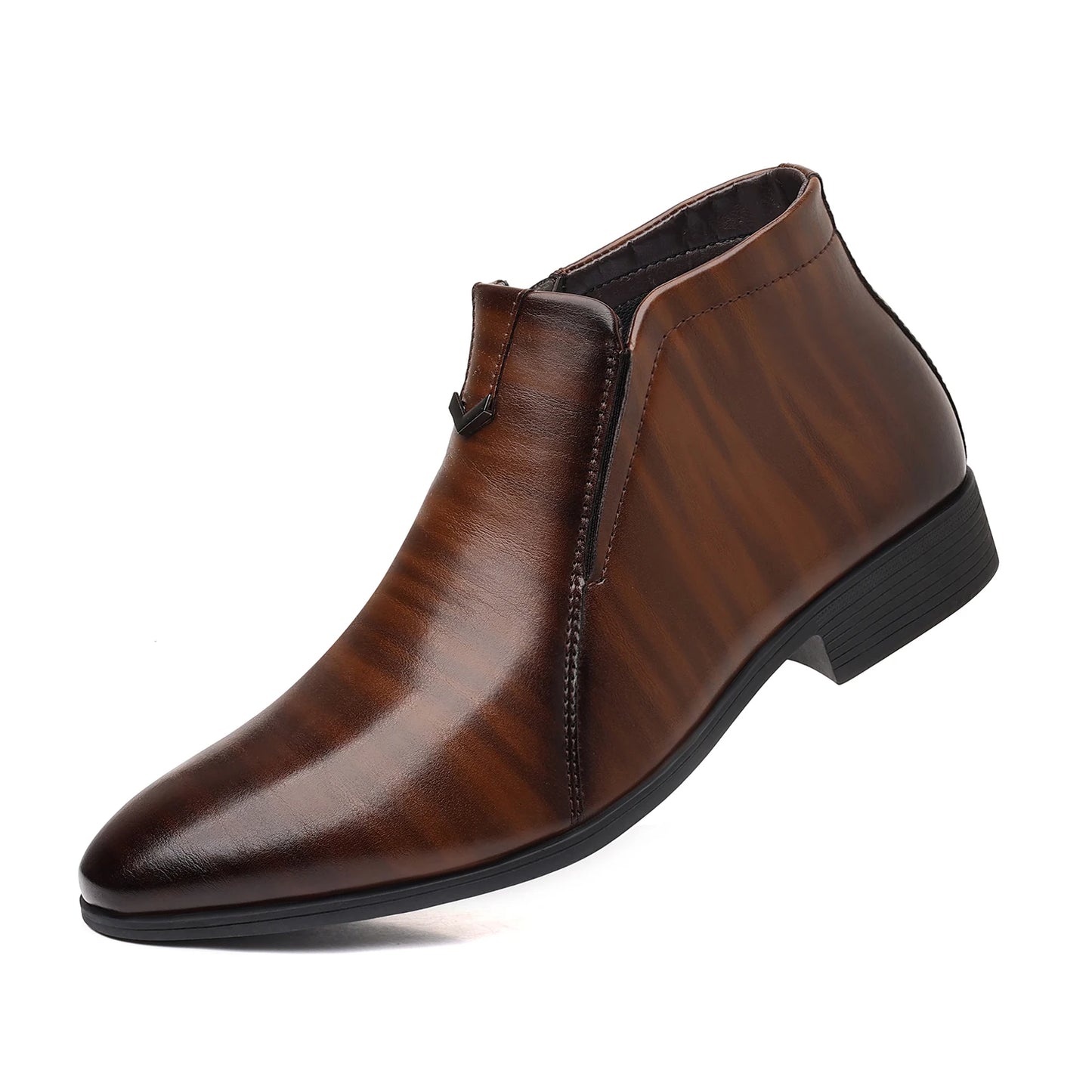 Leather Shoes Mens High Top Chelsea Boots PU Leather Medium Top White Ankle Boots.