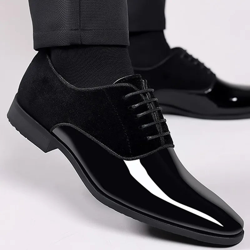 Leather Shoes for Men Casual Business Shoes Lace Up.