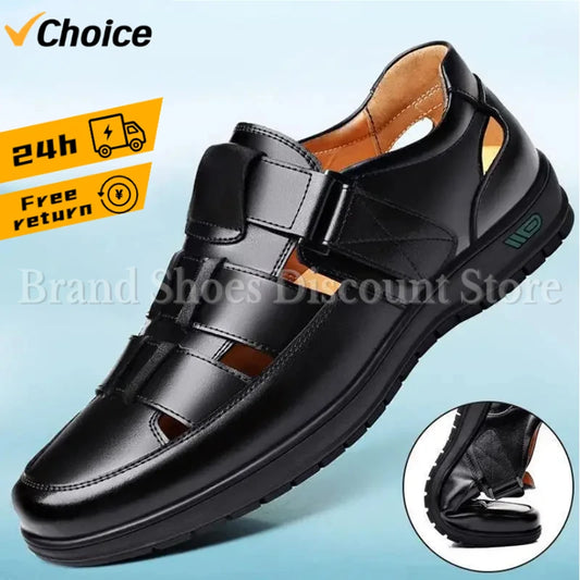 Hollow Leather  Men Shoes  Sandals.