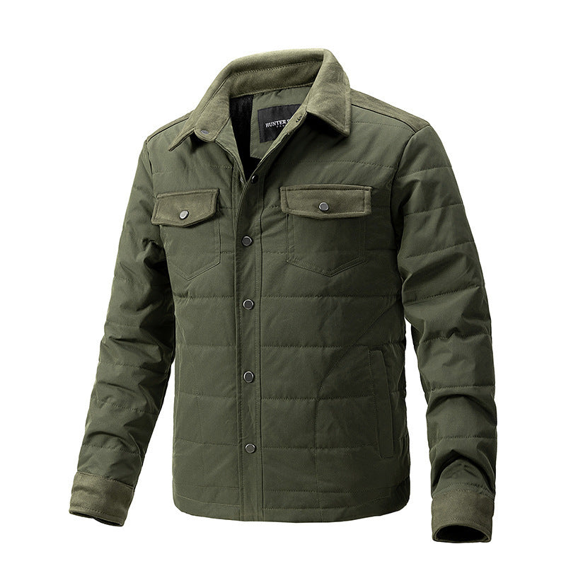 Casual Fall Winter Men Lapel Plaid Coat