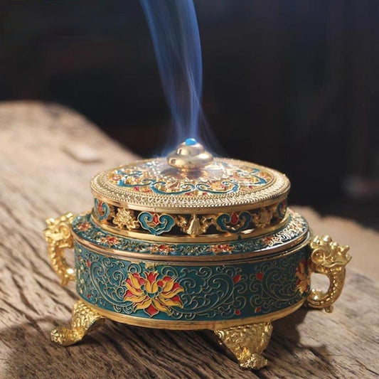 Enamel Lotus Incense Burner.